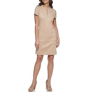 Kensie suede mini dress in in camal tan with pockets size 12